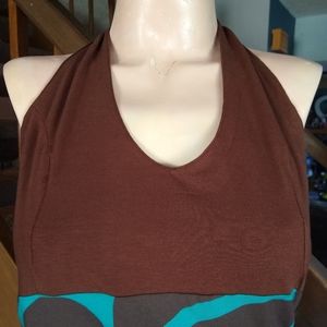FEW NewZealand halter sun dress. Teal/chocolate